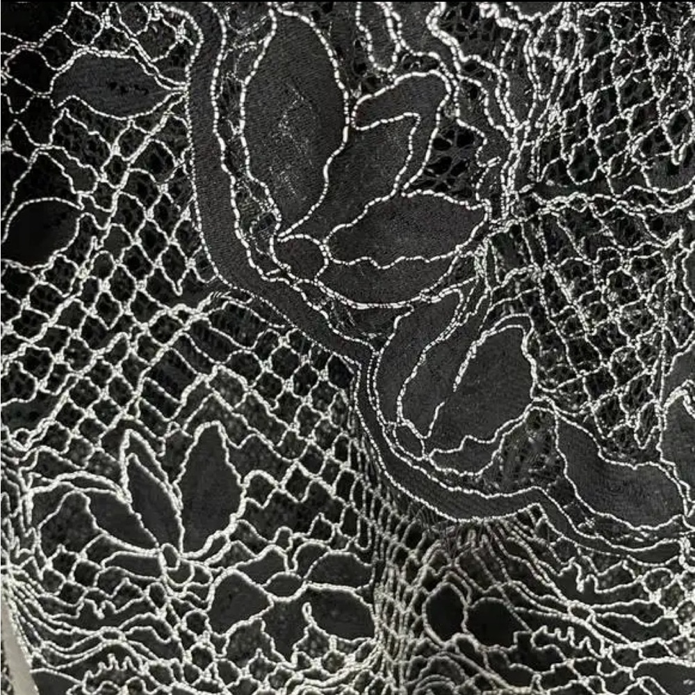 Zara Black Lace Floral Long-Sleeve Blouse - Picture 2 of 6